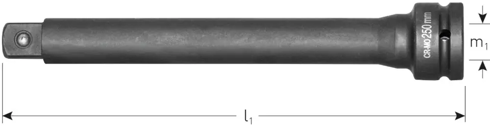 VERLENGSTUK VIERKANT 1/2" L=125