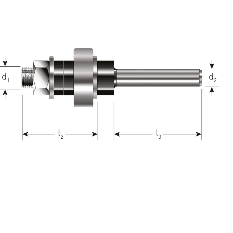 SPINDEL MET LAGER ø8, D2=8
