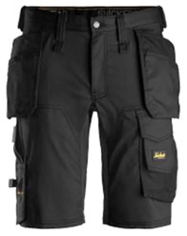 ALLROUNDWORK, STRETCH KORTE BROEK MET HOLSTERZAKKEN, ZWART - ZWART (0404), 052