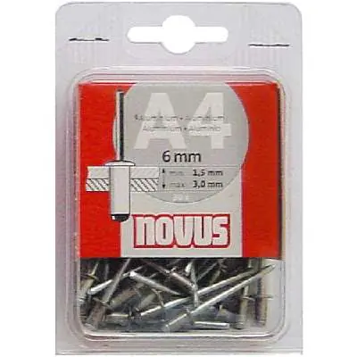 NOVUS BLINDKLINKNAGEL A4 X 6MM, ALU SB, 30 ST.