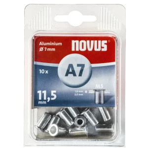 NOVUS BLINDKLINKMOER M5 X 11,5MM, ALU S, 10 ST.