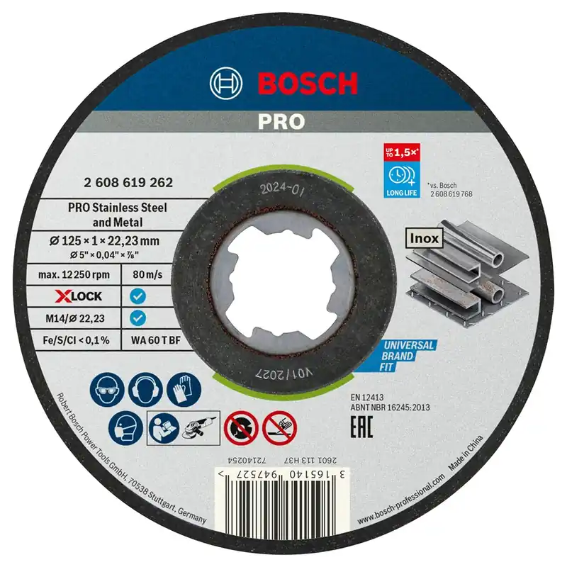 10 SCHIJF PRO X-LOCK INOX 125X1X22.23