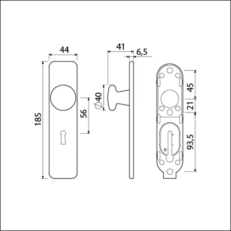 KNOP 160/40 VAST KORTSCHILD 185/44 KLIK SL 56 ZWART 9005 STR