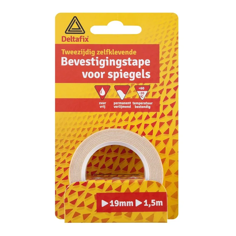 DUBBEL ZIJDIG TAPE VOOR SPIEGELS WIT 1.5M 19 MM