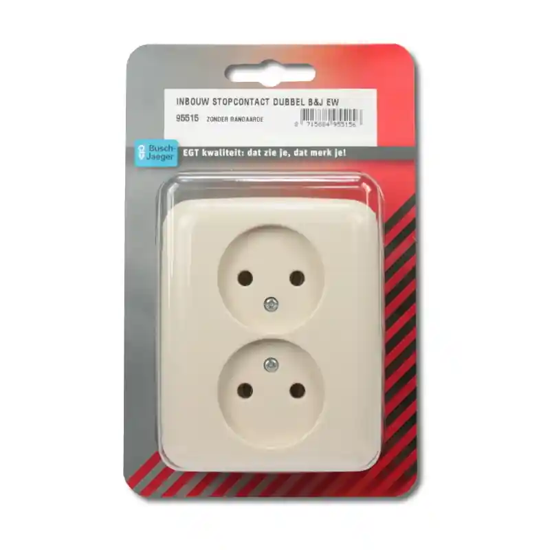 BUSCH-JAEGER INBOUW DUBBEL STOPCONTACT KLEUR CREME EW