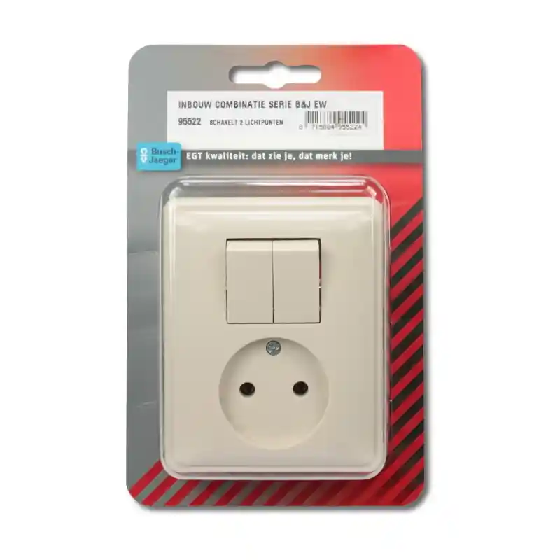 BUSCH-JAEGER INBOUW SERIE SCHAKELAAR & STOPCONTACT KLEUR CREME EW