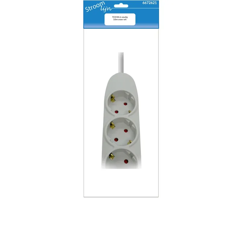 TAFELCONTACTDOOS RANDAARDE 6-VOUDIG 3 METER SNOER WIT