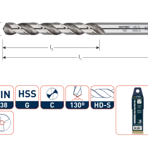 HSS-G SPIRAALBOOR, DIN 338, TYPE HD-S, ø3,1