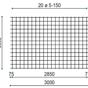 Bouwstaalmat PS-130A, 5/150mm, 3x2m