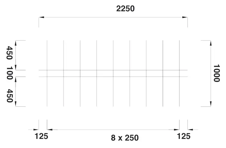 Bouwstaalmat V 254, draad 6/9mm, maas 100x250, 2,25x1m