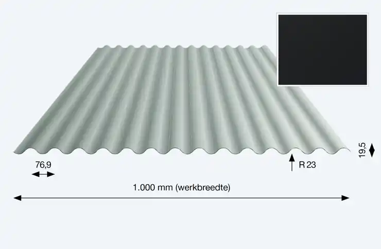 Golfplaat, 20/1000, d=0.55mm Antraciet, 3m