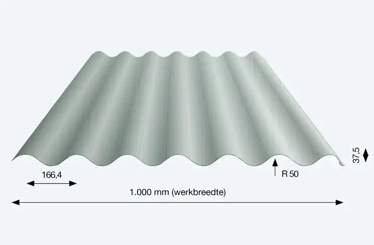 Golfplaat, 38/1000, d=0.55mm Antraciet, lengte 2.5m