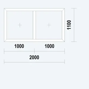 Gealan S9000 NL Raamkozijn, buitenwerkse maat 2000x1100mm, wit PVC