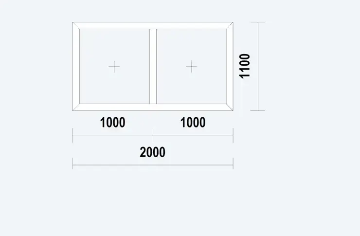 Gealan S9000 NL Raamkozijn, buitenwerkse maat 2000x1100mm, wit PVC