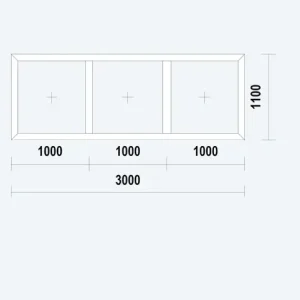 Gealan S9000 NL Raamkozijn, buitenwerkse maat 3000x1100mm, wit PVC