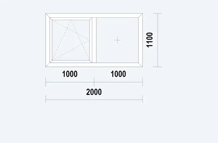 Gealan S9000 NL Raamkozijn, draai/kiep, buitenwerkse maat 2000x1100mm, wit PVC