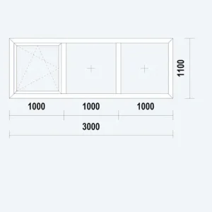 Gealan S9000 NL Raamkozijn, draai/kiep, buitenwerkse maat 3000x1100mm, wit PVC
