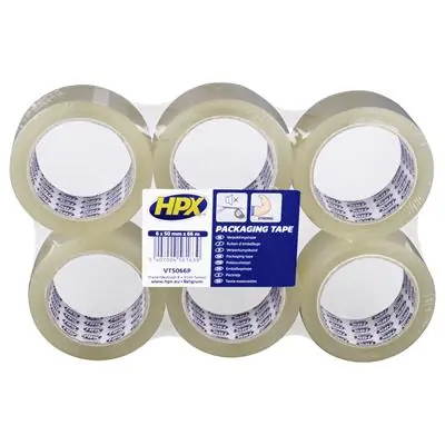 1067066 - VERPAKKINGSTAPE - TRANSPARANT 50MM X 66 - PACK MET 6 ROLLEN