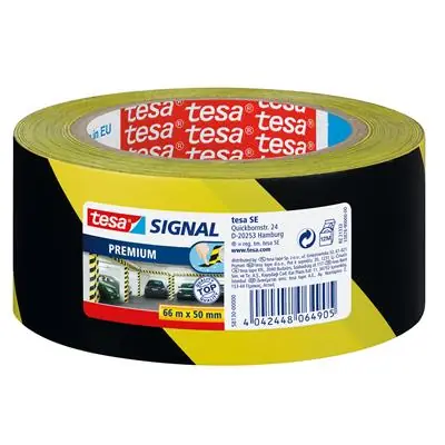1004951 - TESA WAARSCHUWINGSTAPE ZWART/GEEL 66 M: 60 MM