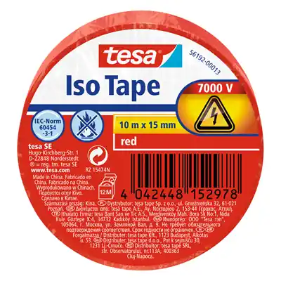 1067798 - TESA ELECTRISCHE ISOLATIE 10M X 15MM ROOD
