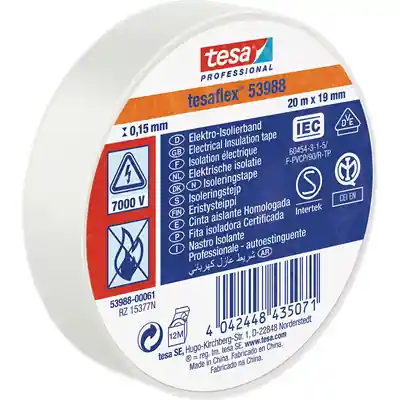 1064501 - TESA 53988 ELECTRONISCHE ISOLATIETAPE 20M/19MM WIT