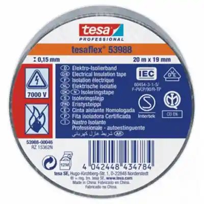1064506 - TESA 53988 ELECTRONISCHE ISOLATIETAPE 20M/19MM GRIJS