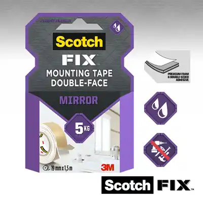 1071427 - SCOTCH-FIX™ MIRROR MONTAGE TAPE 19MMX5M, 1 ROL/PAK