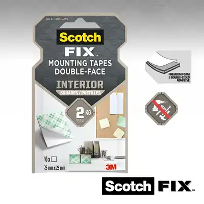 1071431 - SCOTCH-FIX™ INTERIOR MONTAGE VIERKANTJES 25MMX25MM, 16 STRI