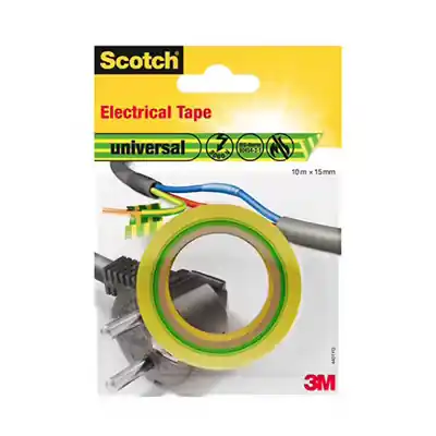 1077693 - SCOTCH ELECTRICAL TAPE GREEN/ YELLOW 10MX15MM