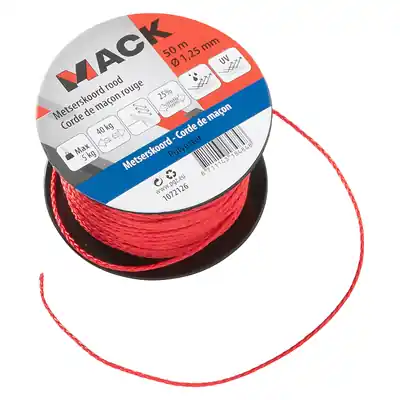 1072126 - METSERSKOORD POLYESTER BOBIJN 1,25MM 50M ROOD