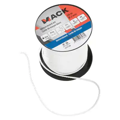 1072128 - METSERSKOORD POLYESTER BOBIJN 2MM 50M WIT