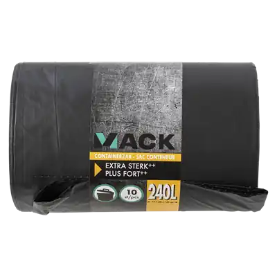 1054871 - CONTAINERZAK 240 LITER ZWART LDPE, 10 ST PER ROL