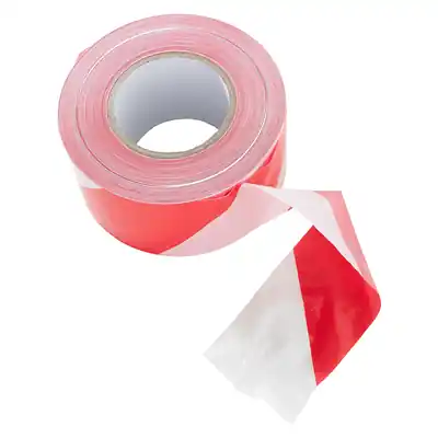 1072134 - AFSPERBAND ROOD/WIT DOOS 75MM X 500M - 35 MICRON
