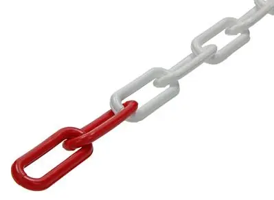 1013674 - KUNSTSTOF KETTING ROOD WIT Ø 6MM L 40MM 30M