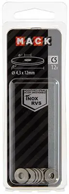 1019876 - CARROSSERIE SLUITRING INOX A2 12 ST 4,3X12