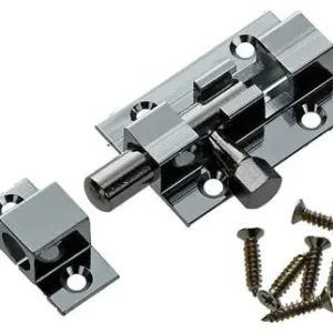 1013715 - 1 SCHUIFGRENDEL MESSING VERCHROOMD A 40 - B 13 mm