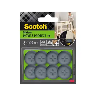1070235 - SCOTCH® MOVE & PROTECT SLIDERSLIJM, GRIJS, Ø 25 MM, 8/PACK -