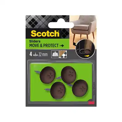 1070695 - SCOTCH® MOVE & PROTECT SLIDERSTO NAIL BRUIN, Ø 22 MM, 4/PACK
