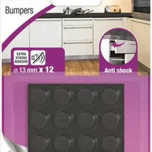 1052405 - SCHOCKDEMPENDE MEUBELBUFFER - ZWART - 13MM - 12/BLISTER