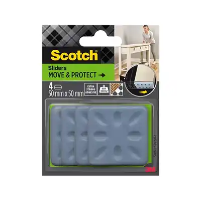 1070238 - SCOTCH® MOVE & PROTECT SLIDERSLIJM, GRIJS, 50 MM X 50 MM, 4/