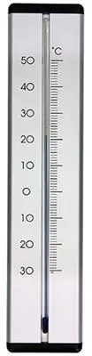 1010126 - THERMOMETER ALUMINIUM BINNEN- BUITEN SILVER 30CM