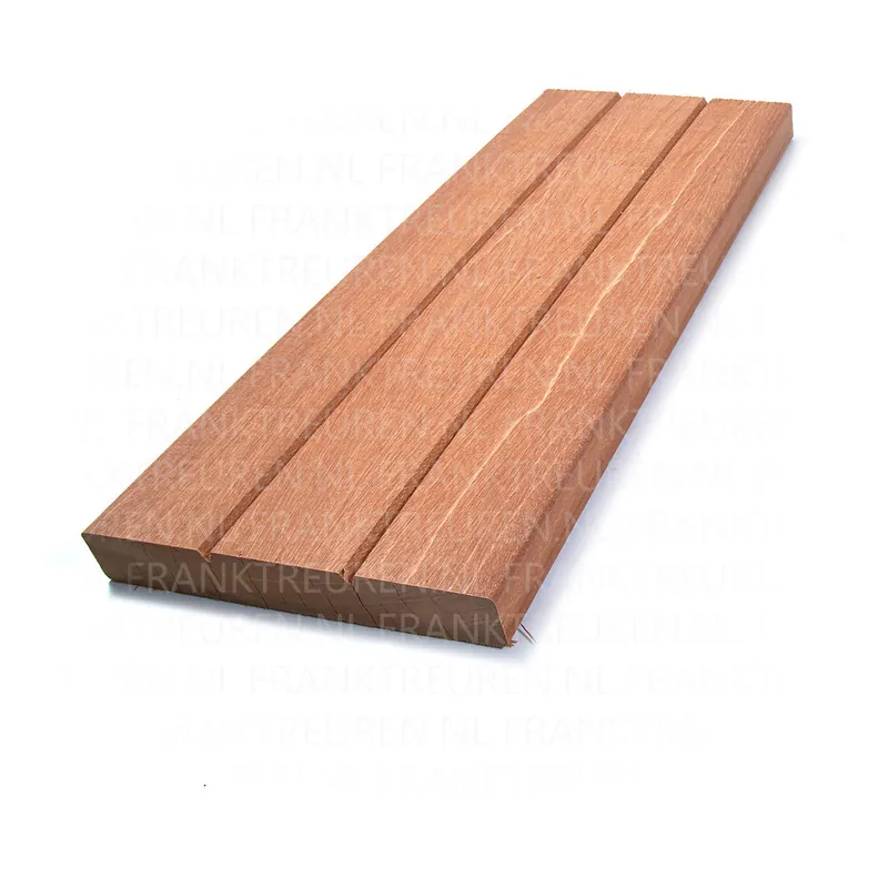 28x190mm geschaafd hardhout Bankirai stb & btr ca. 18% KD GLAD 1 zijde 2-groeven 1/3