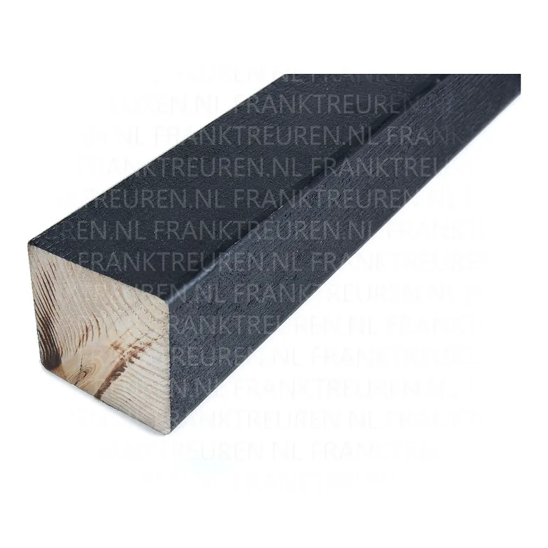 60x60mm fijnbezaagd-geschaafd hoekstijl vuren impr. Hydrolak zwart ca. RAL 9005 *FSC