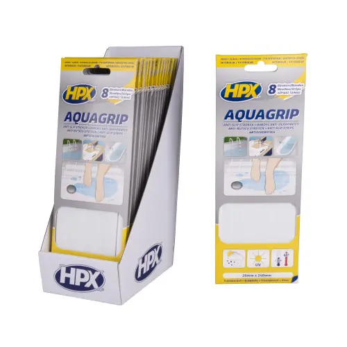 HPX AQUA GRIP ANTI-SLIP TAPE (8 STUKS) - TRANSPARANT 20MM X 240MM