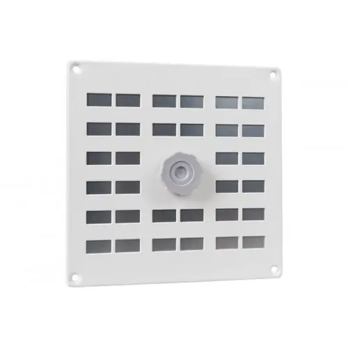 ALU SCHUIFROOSTER MET GAAS 200X200MM WIT