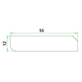 Hardhout plint 12x55x4900mm gevingerlast 4 zijdig wit gegrond