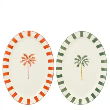 Serveerschaal palmboom 44x30x3 cm oranje of groen per stuk