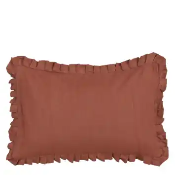 Kussen ruffled bruin - l55xb35xh10cm