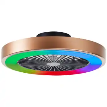 Brilliant plafondventilator Slimline met lamp en RGB functie 40W goud