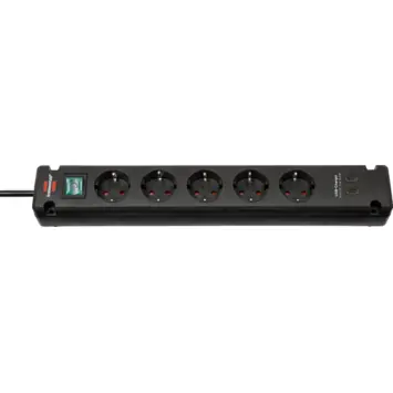 Brennenstuhl Stekkerdoos 5-voudig + 2 USB-C 3 Meter Zwart
